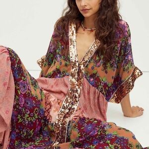 Floral Sequin Kimono Robe